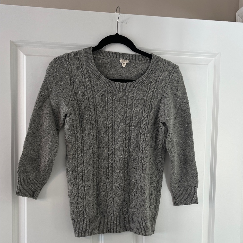 J. Crew Heather Gray Cable Knit Sweater